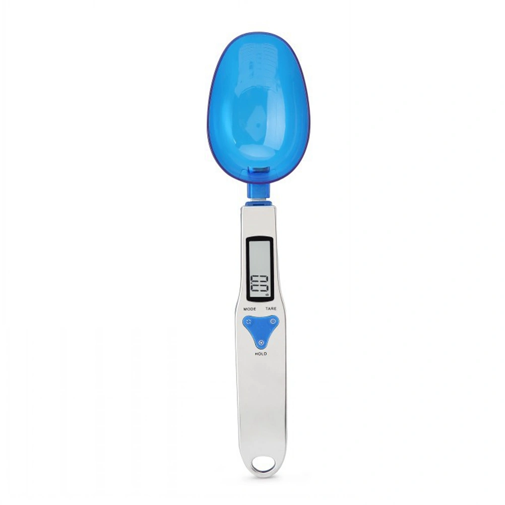 500/0.1 Gram Battery Powered Mini Size Kitchen Use Spoon Scale Plastic Household Metering Scale Electronic Balance Scale With 3 Replaceable Spoon Head No Battery Included(Blue)