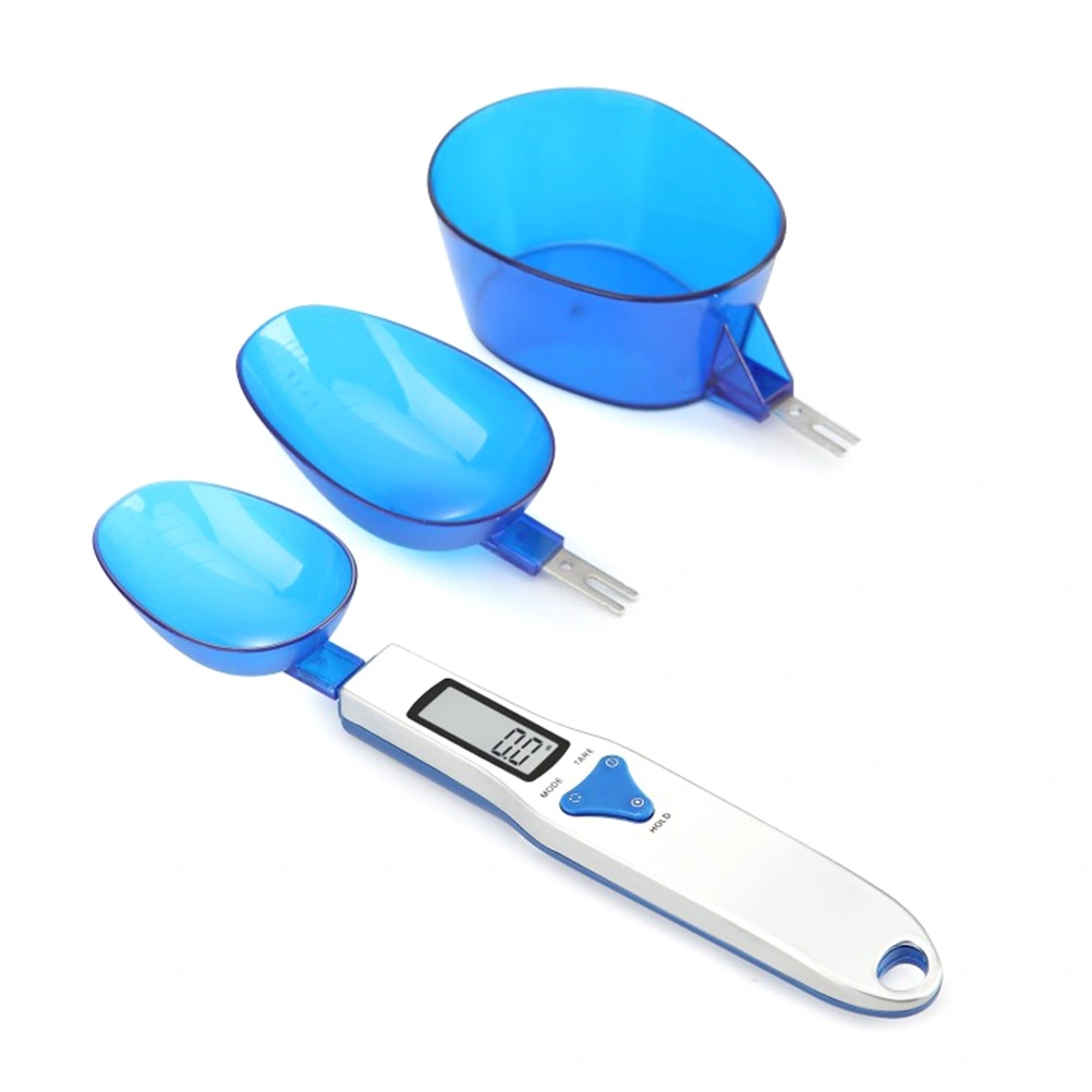 500/0.1 Gram Battery Powered Mini Size Kitchen Use Spoon Scale Plastic Household Metering Scale Electronic Balance Scale With 3 Replaceable Spoon Head No Battery Included(Blue)