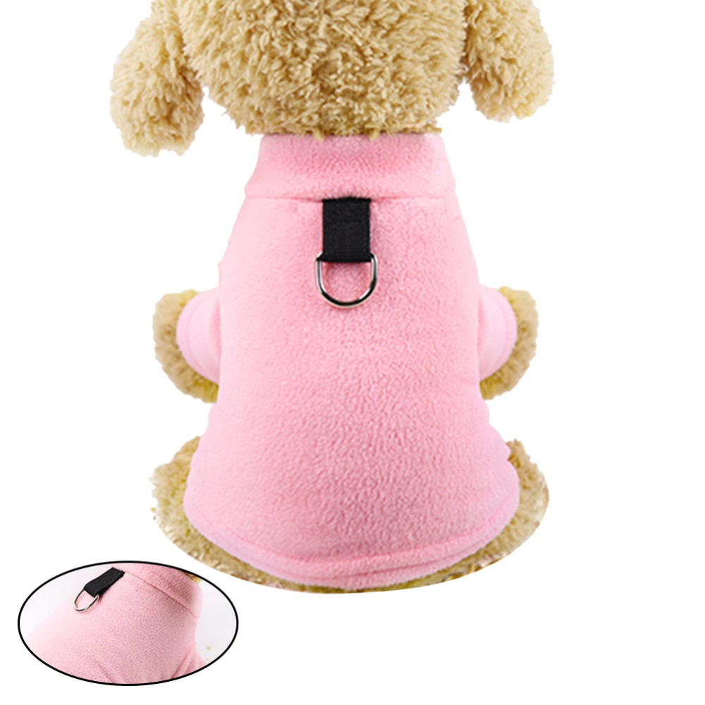 Plush Pet Warm Two-legged Coat Polar Fleece Dog Winter Clothes Costume with Buckle Pet Supplies for Puppy Cat - Size L (Pink)