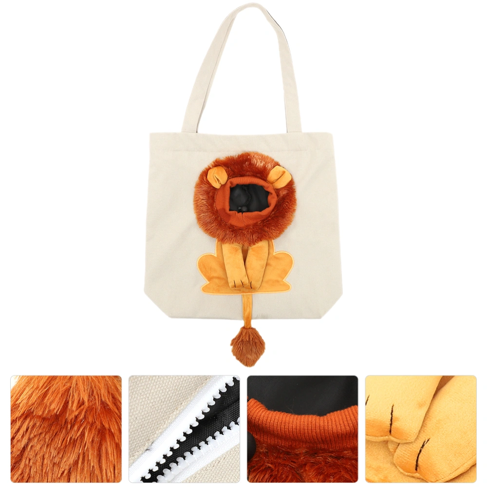 Canvas Cat Bag Collapsible Pet Carrier 3D Lion Cat Carrier Cat Carrying Pouch Pet Bag