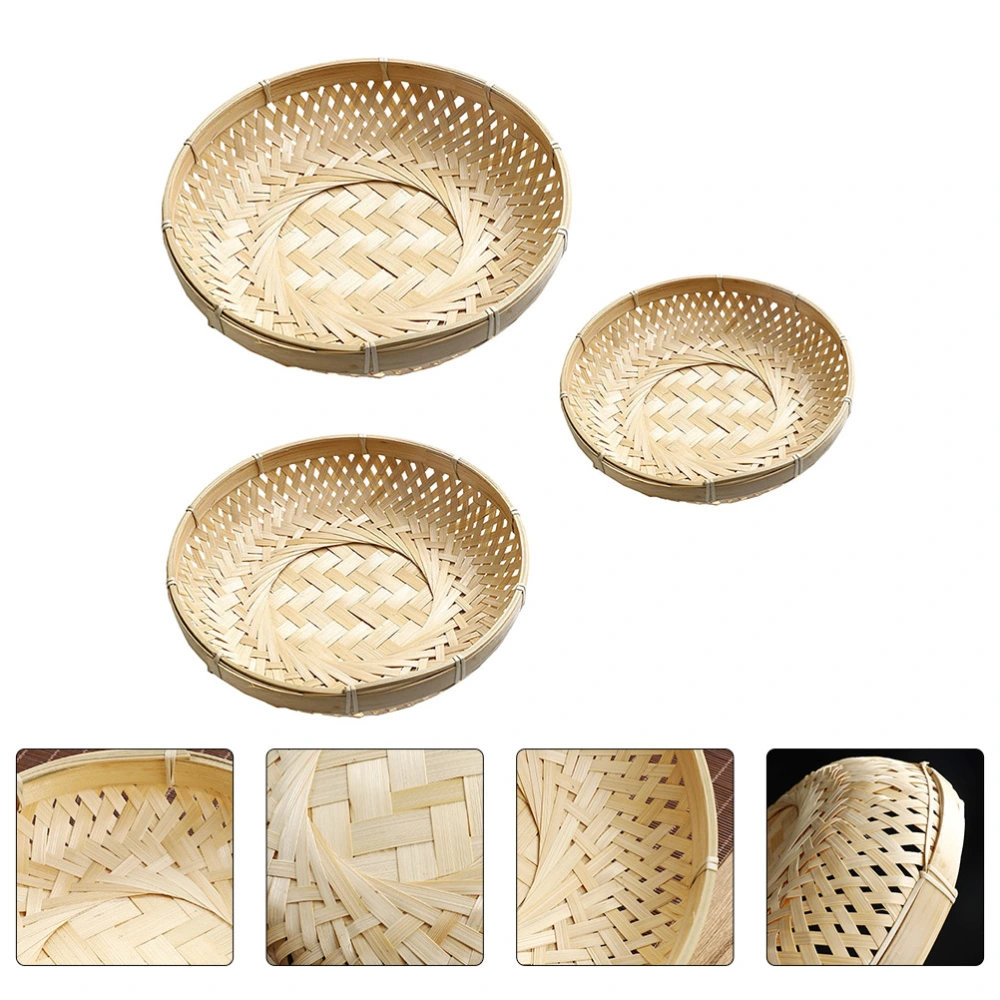 3Pcs Bamboo Woven Fruit Storage Basket Dried Fruit Refreshment Baskets