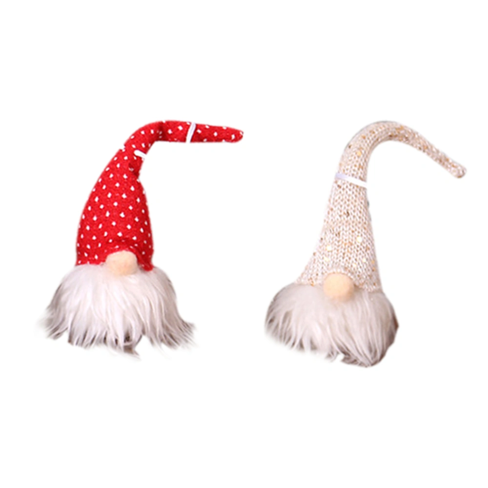 2pcs Creative Xmas Forest Man Decor Light Christmas Night Light Christmas Tree Decoration Pendant Light Glowing Holiday Home Layout Light (Beige + Red)