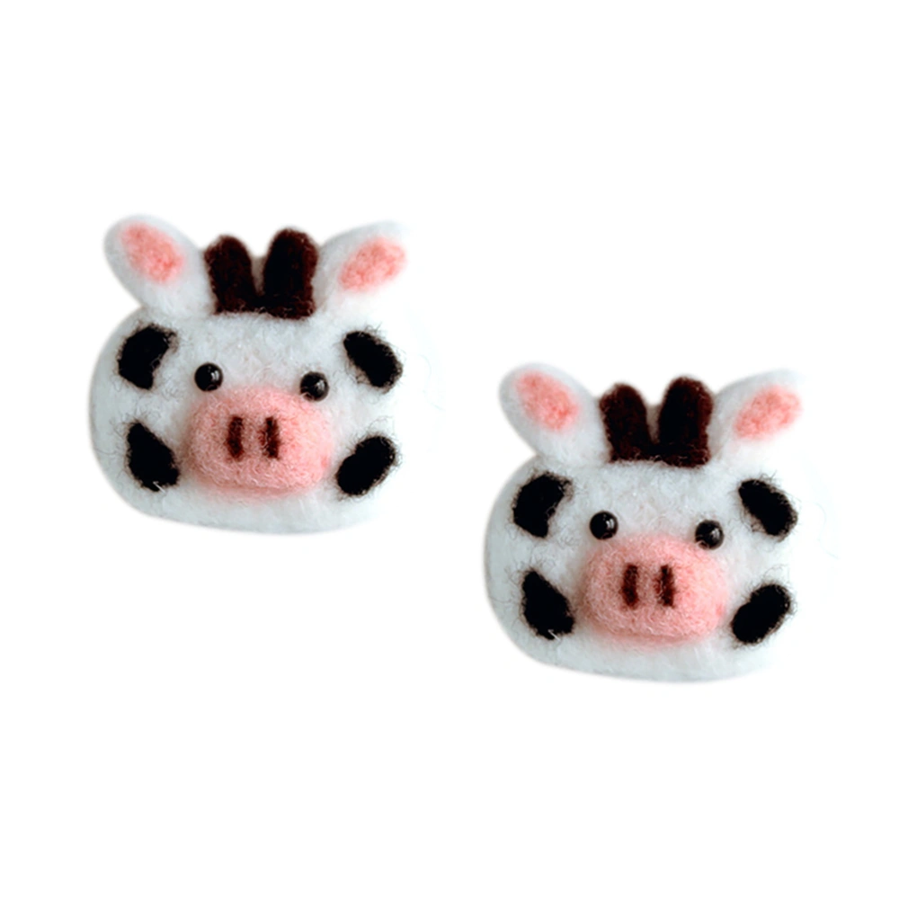 2pcs Hair Clip Appliques Decorative Cow Felt Decorations DIY Accessories