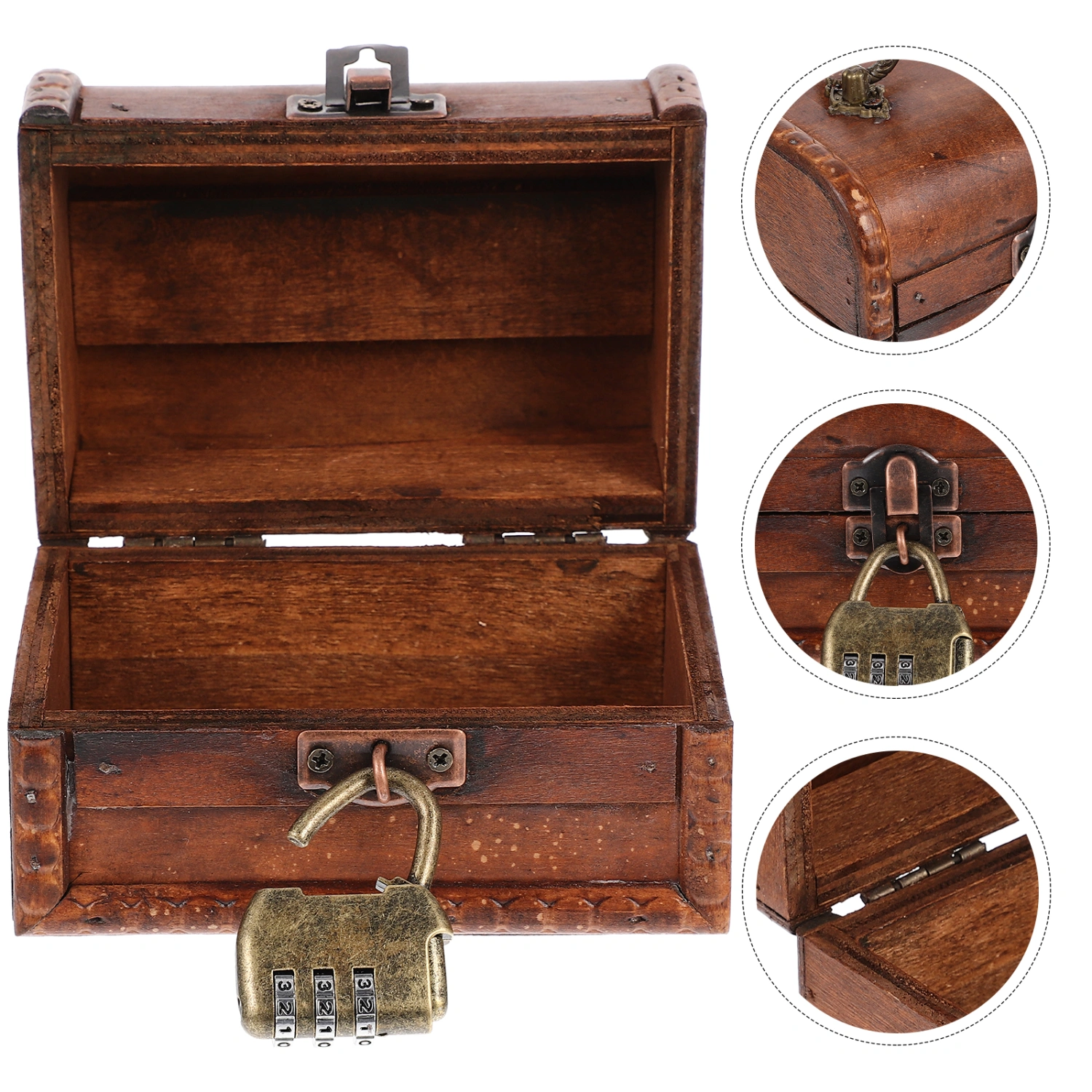 Wooden Trinket Box Retro Jewelry Case Vintage Jewelry Box Handheld Storage Case