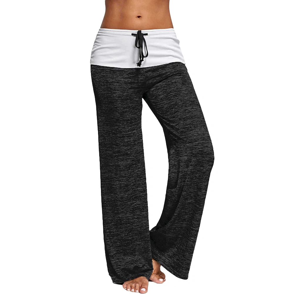 Fashion Womens Yoga Pilates Harem Pants Sports Long Baggy Dance Loose Trousers Quick Dry Cotton Pants Size L (Black)