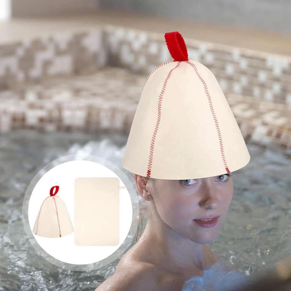 1 Set of Women Sauna Hat Felt Bathing Hat Breathable Shower Hat with Cushion Bathroom Sauna Cap