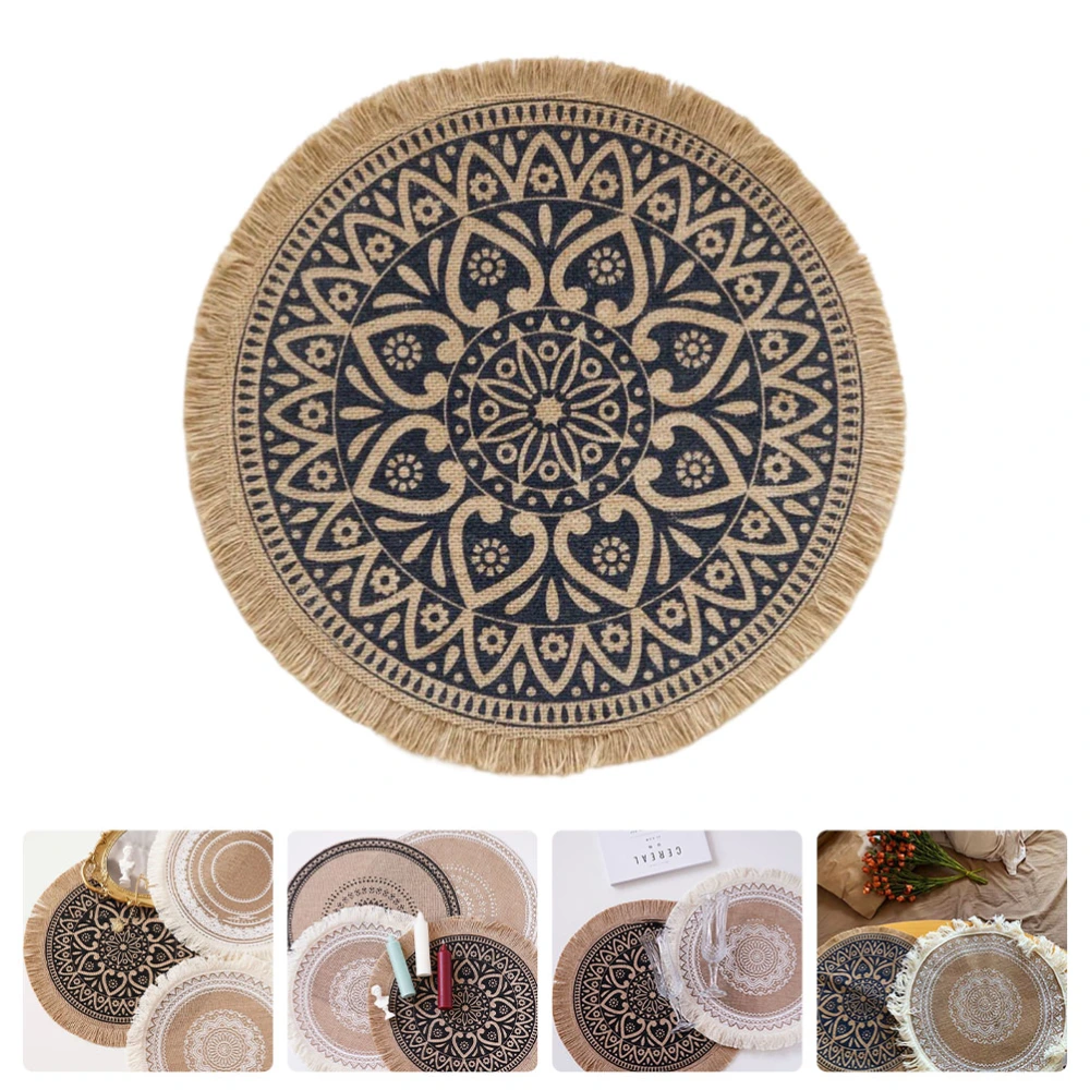 1Pc Jute Table Mat Stylish Cup Mat Photo Prop Household Linen Cloth Table Mat