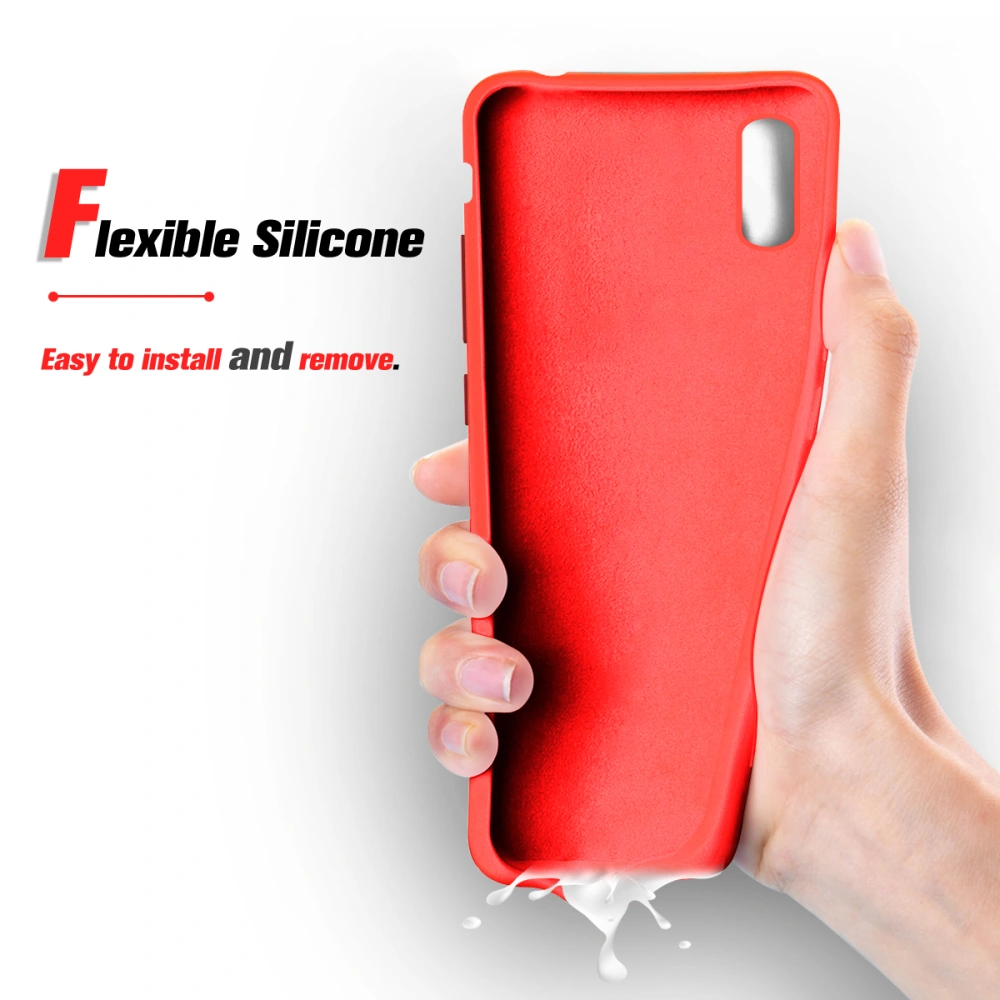 Solid Silicone Phone Case Premium Scrub Craft Lining Anti-scratch Full-covered Phone Cover Shell for iPhone XR(Red)