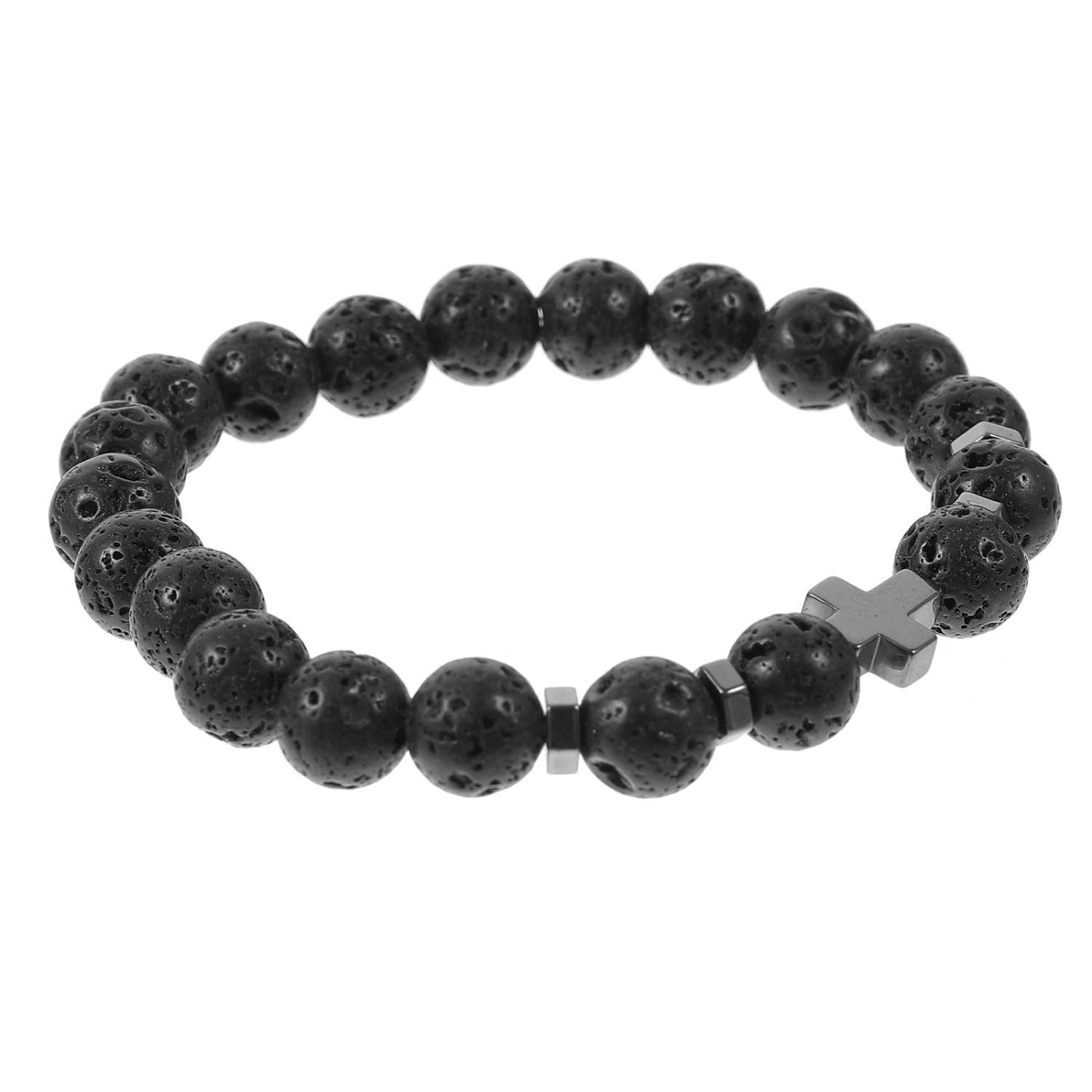 Cross Bracelet Cross Beads Bracelet Men Women Stretch Bracelet Catholic Bracelet