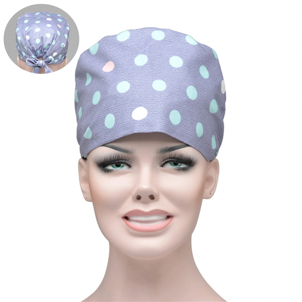 Polka Dot Printed Strappy Hat Adjustable Dustproof Reusable Cotton Working