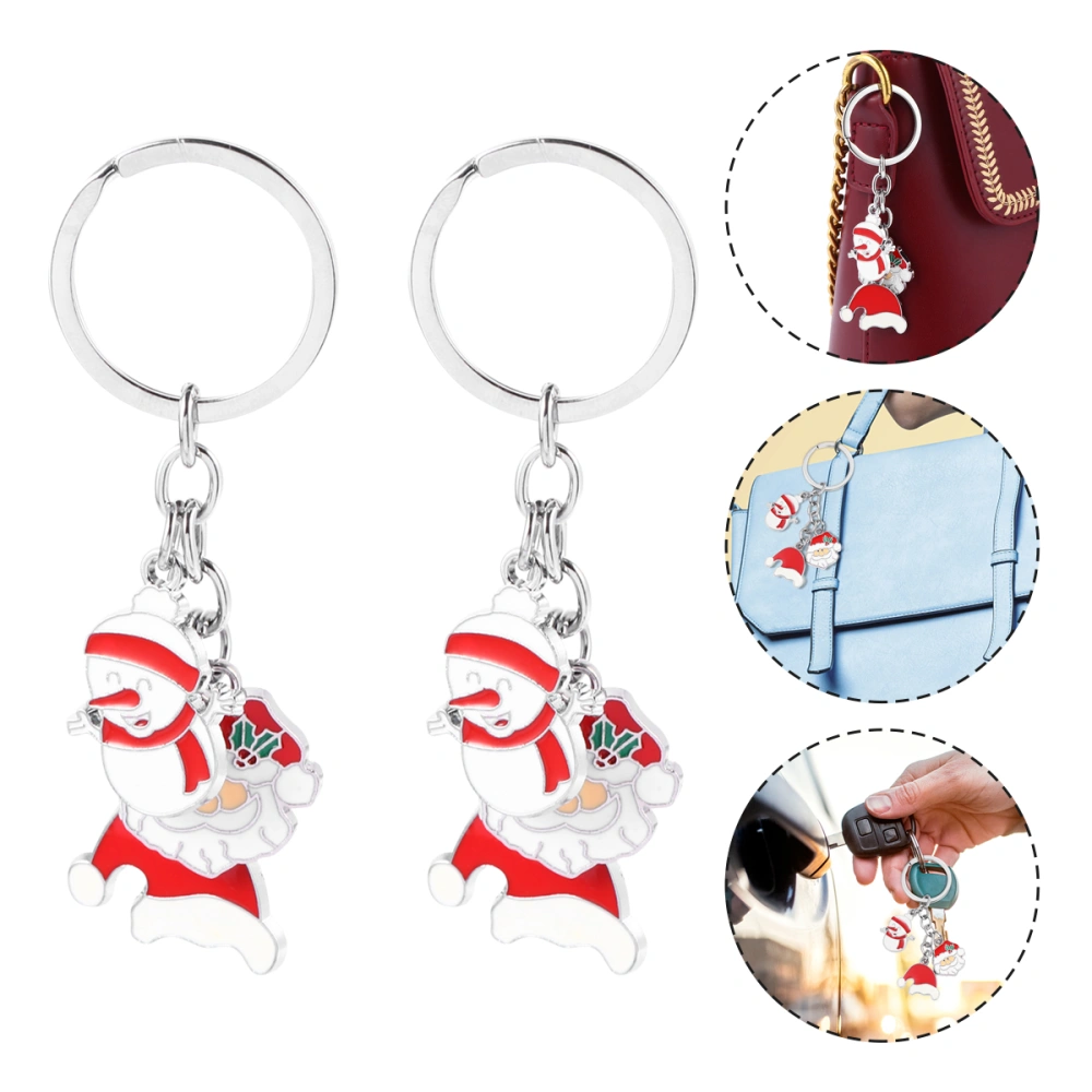 2pcs  Keychains Key Rings Christmas Keychains Santa Claus Pattern Keychain