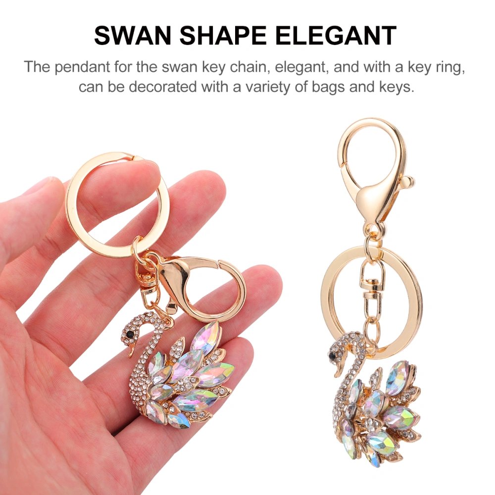 1PC Lovely Swan Key Chain Rhinestone Car Bag Hanging Decorations Gift Pendant