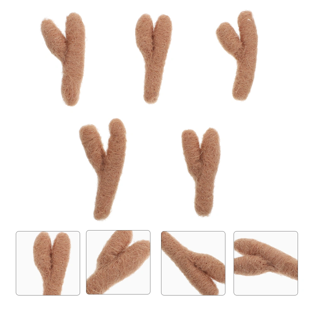 5pcs DIY Wool Antlers Decorative Antlers DIY Xmas Tree Antlers Decorations