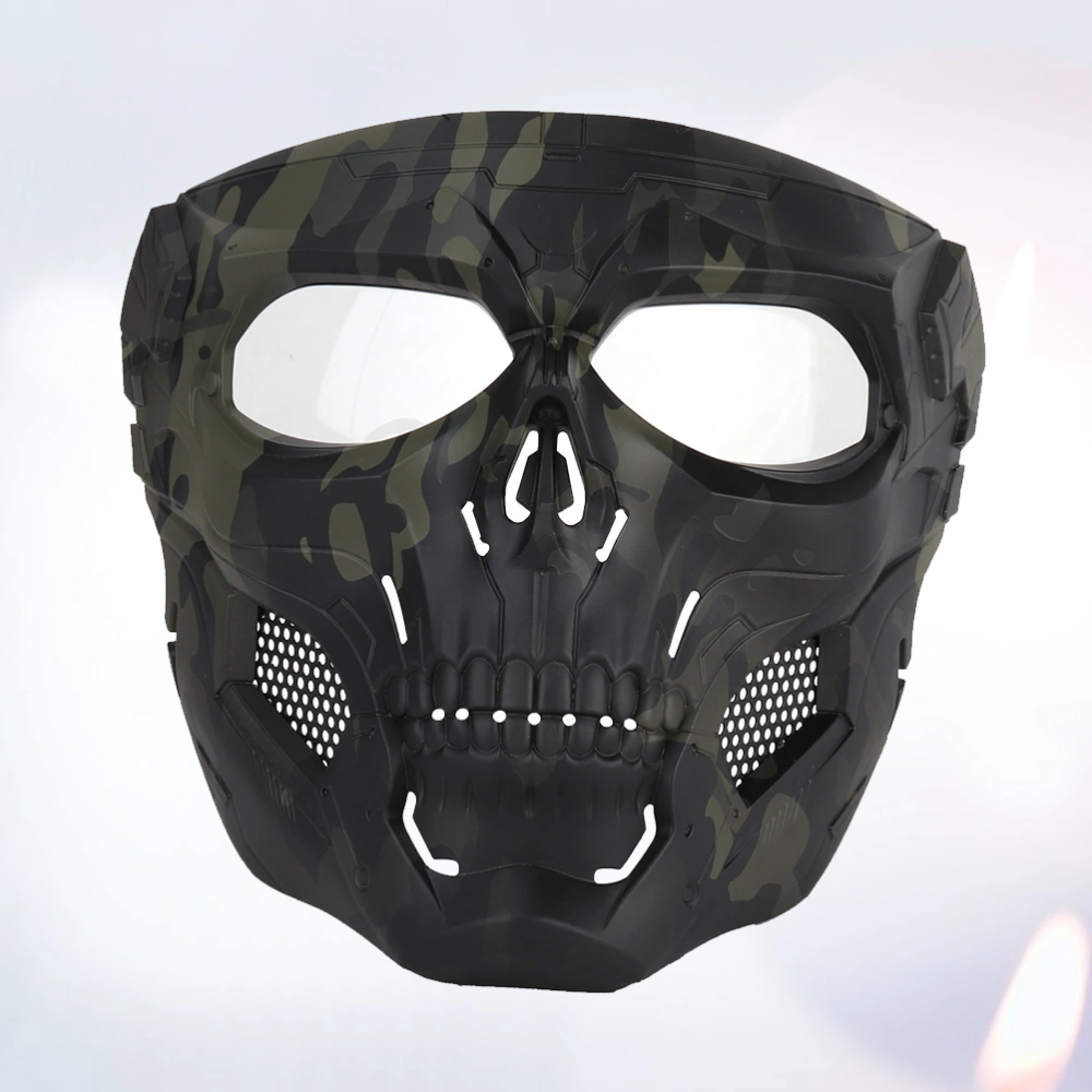 1PC Skull Skeleton Full Face Tactical Mask for Halloween CS Game Survival Game Cosplay Masquerade Party (Black CP)