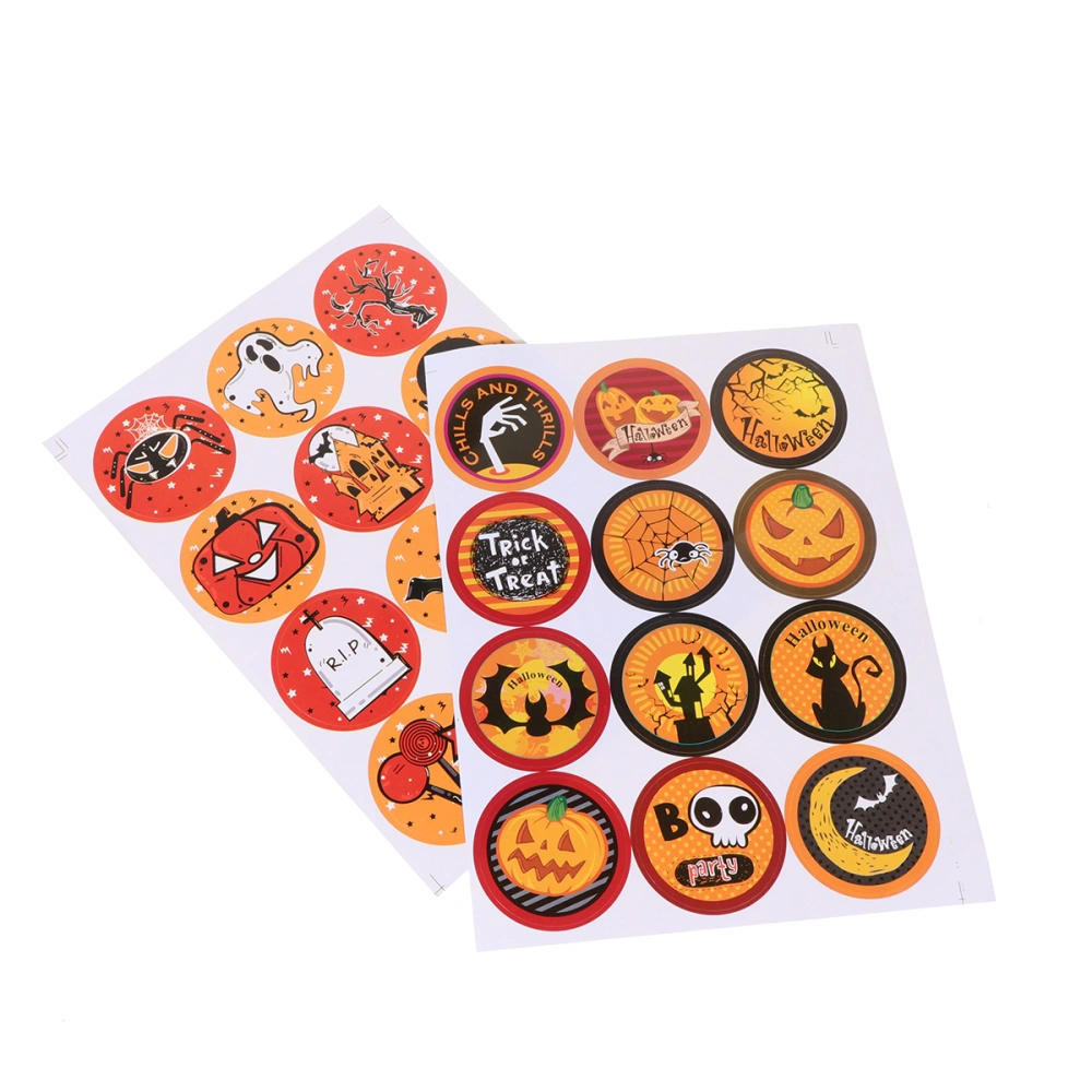 24Pcs Halloween Baking Packing Sealing Stickers Diverse Styles Round Stickers