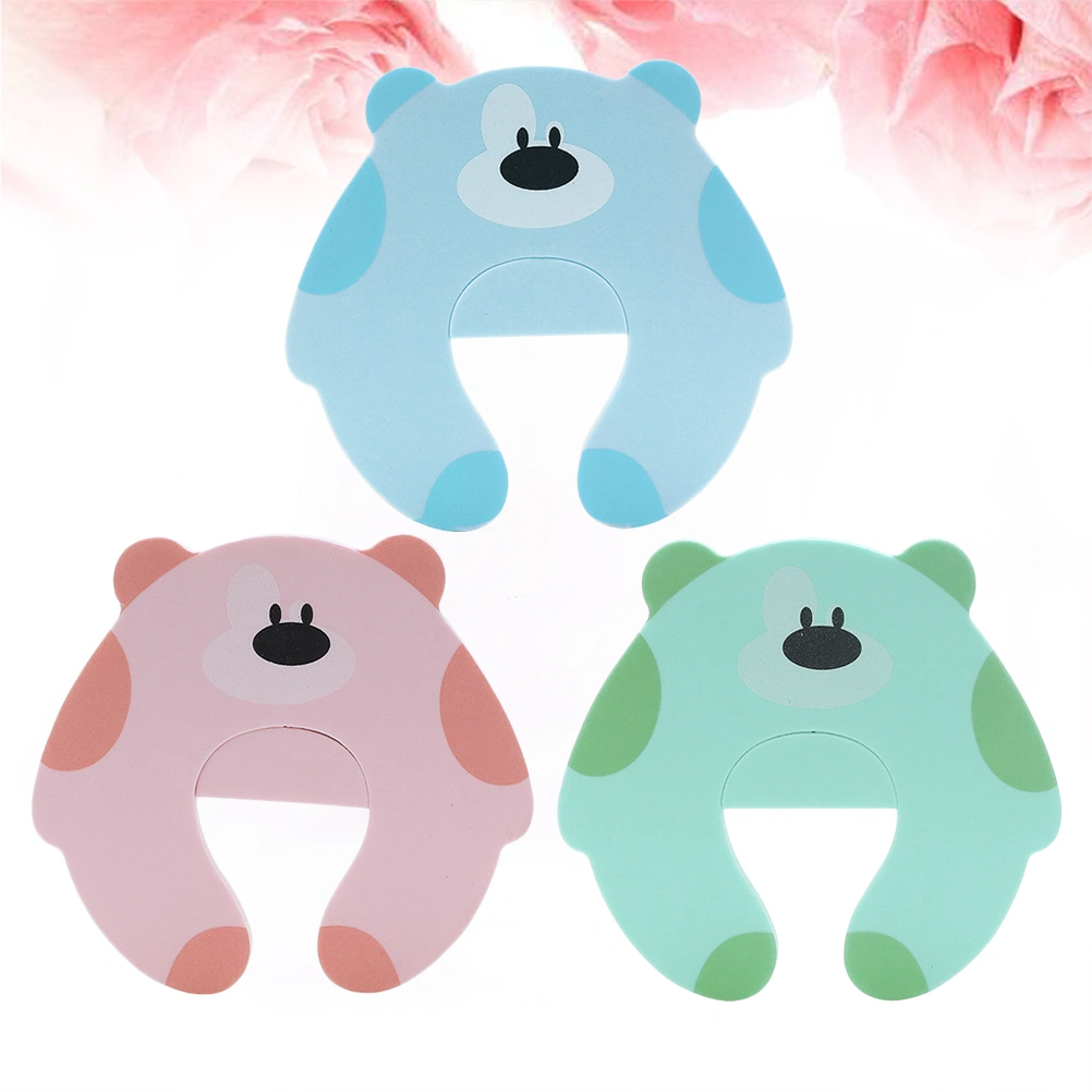 3pcs Cartoon Door Stop Adorable Door Stopper Finger Pinch Guard Baby Finger Protectors for Home Office Room (Green Blue and Pink)