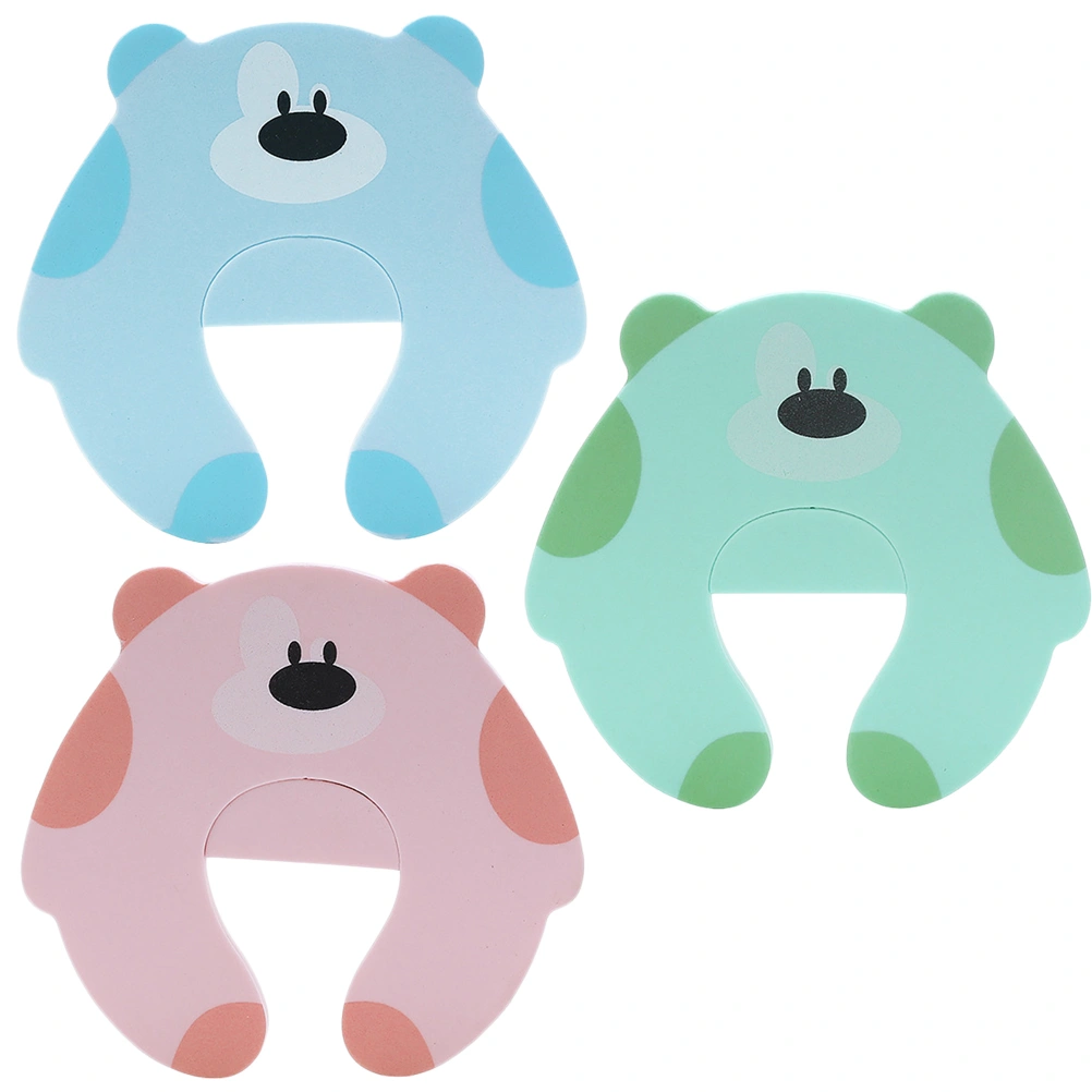 3pcs Cartoon Door Stop Adorable Door Stopper Finger Pinch Guard Baby Finger Protectors for Home Office Room (Green Blue and Pink)