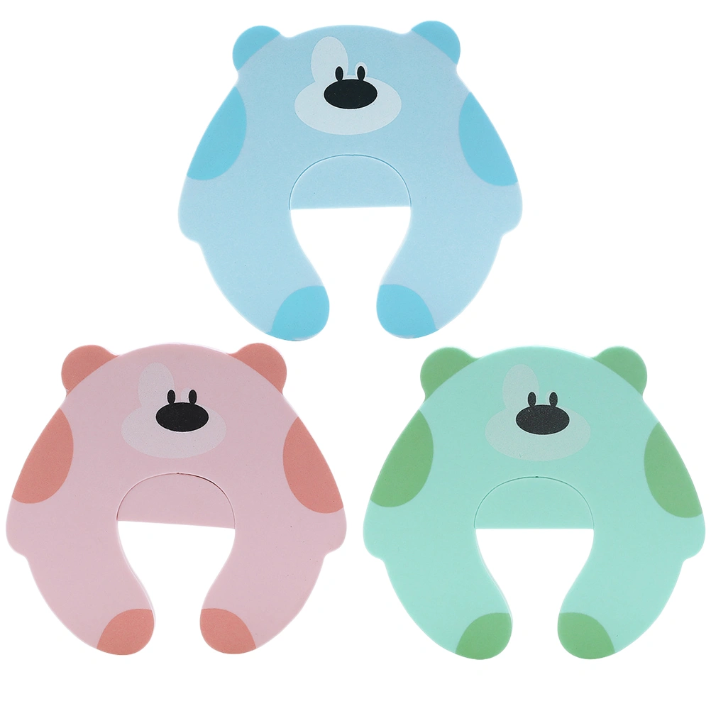 3pcs Cartoon Door Stop Adorable Door Stopper Finger Pinch Guard Baby Finger Protectors for Home Office Room (Green Blue and Pink)
