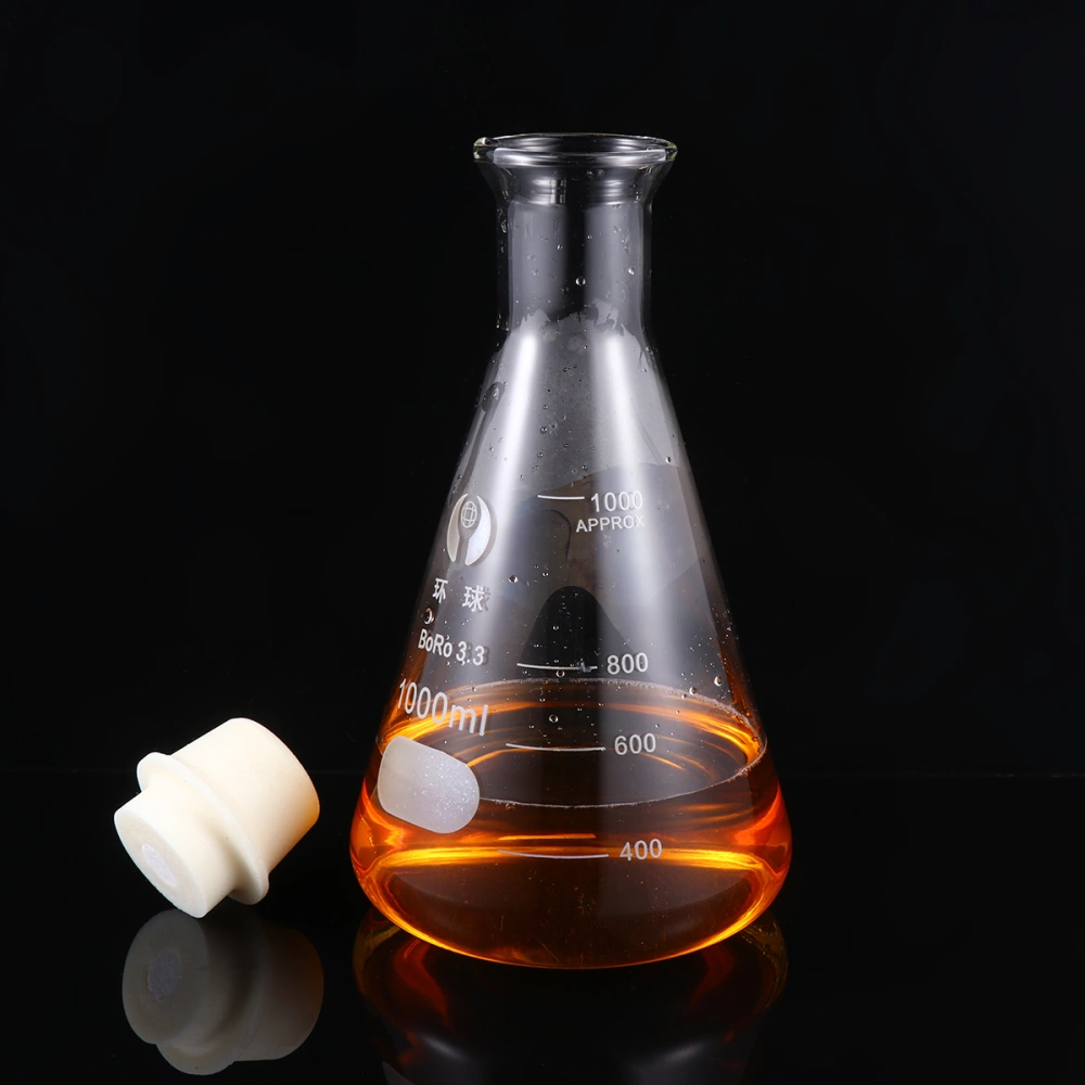 1PC Glass Flask Conical Flask with Cork for Laboratory Students Experiment Chemistry (Wide Mouth, 1000ml)