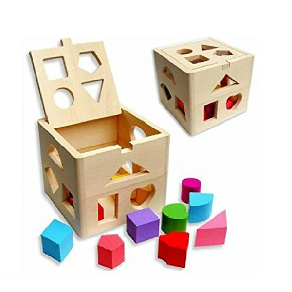 Set of Kids Baby Educational Toys Wooden Building Block Toddler Toys for Boys Girls