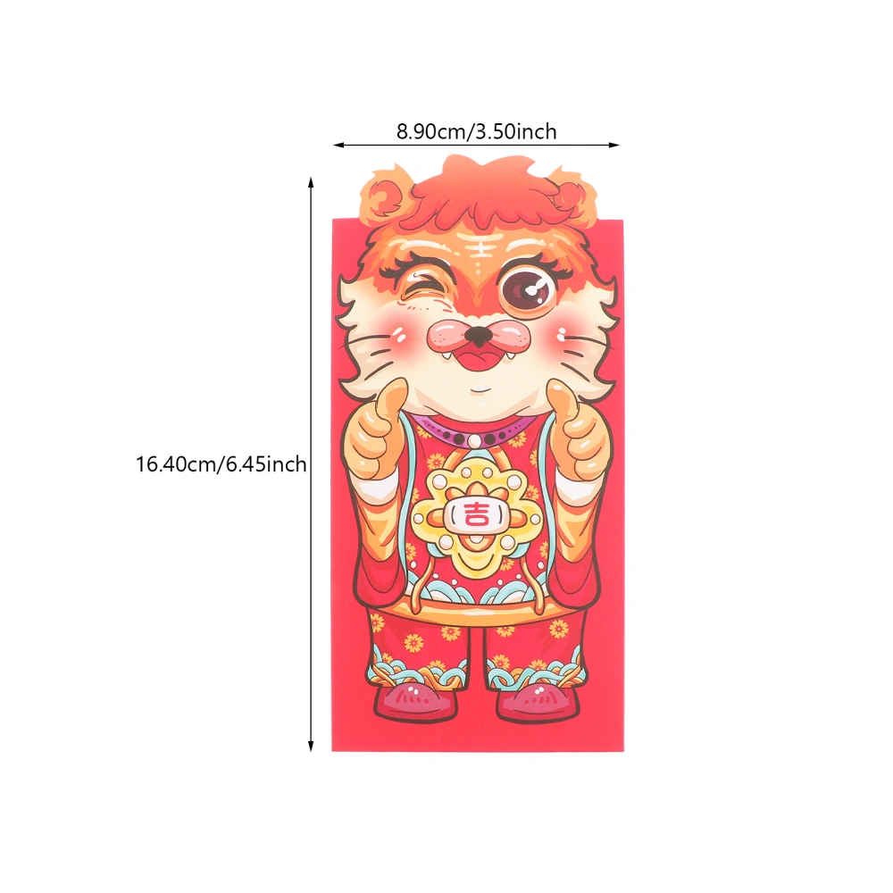 6Pcs Cartoon Tiger Red Envelope 2022 New Year Money Bag Gift Money Pouch