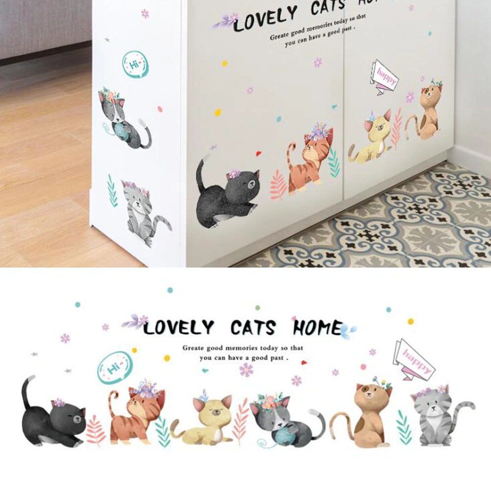 Colorful Cat PVC Removable Wall Paste Mural Art Sticker for Kindergarten Baby Room