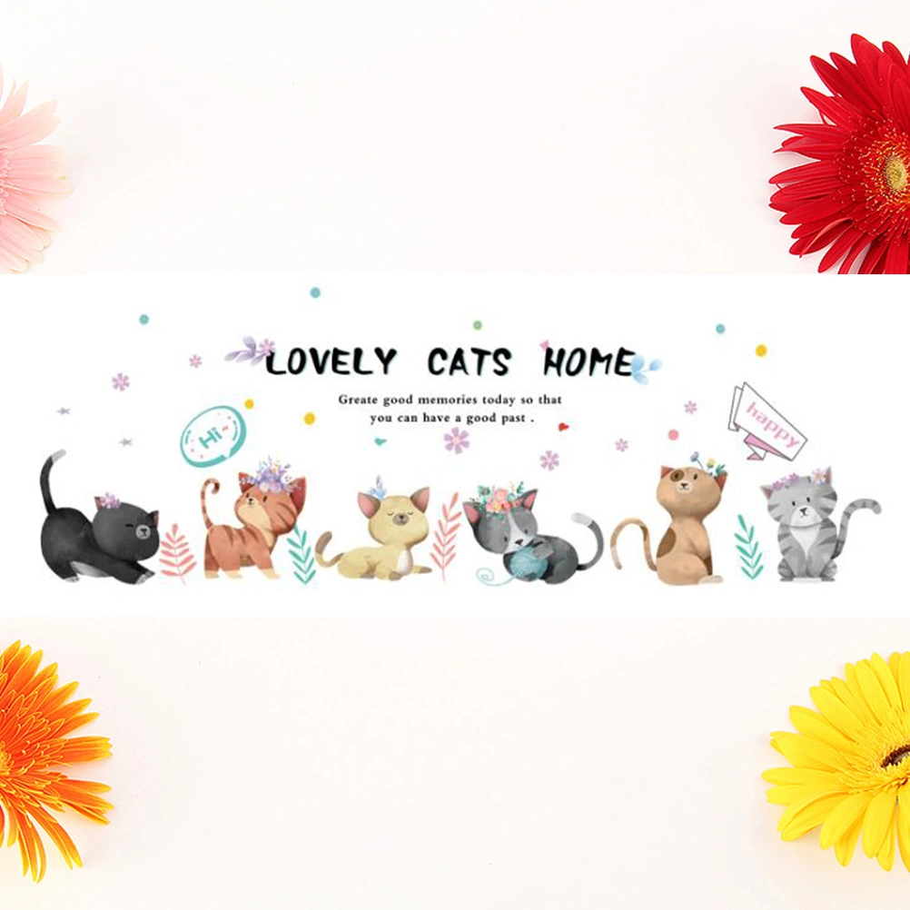 Colorful Cat PVC Removable Wall Paste Mural Art Sticker for Kindergarten Baby Room