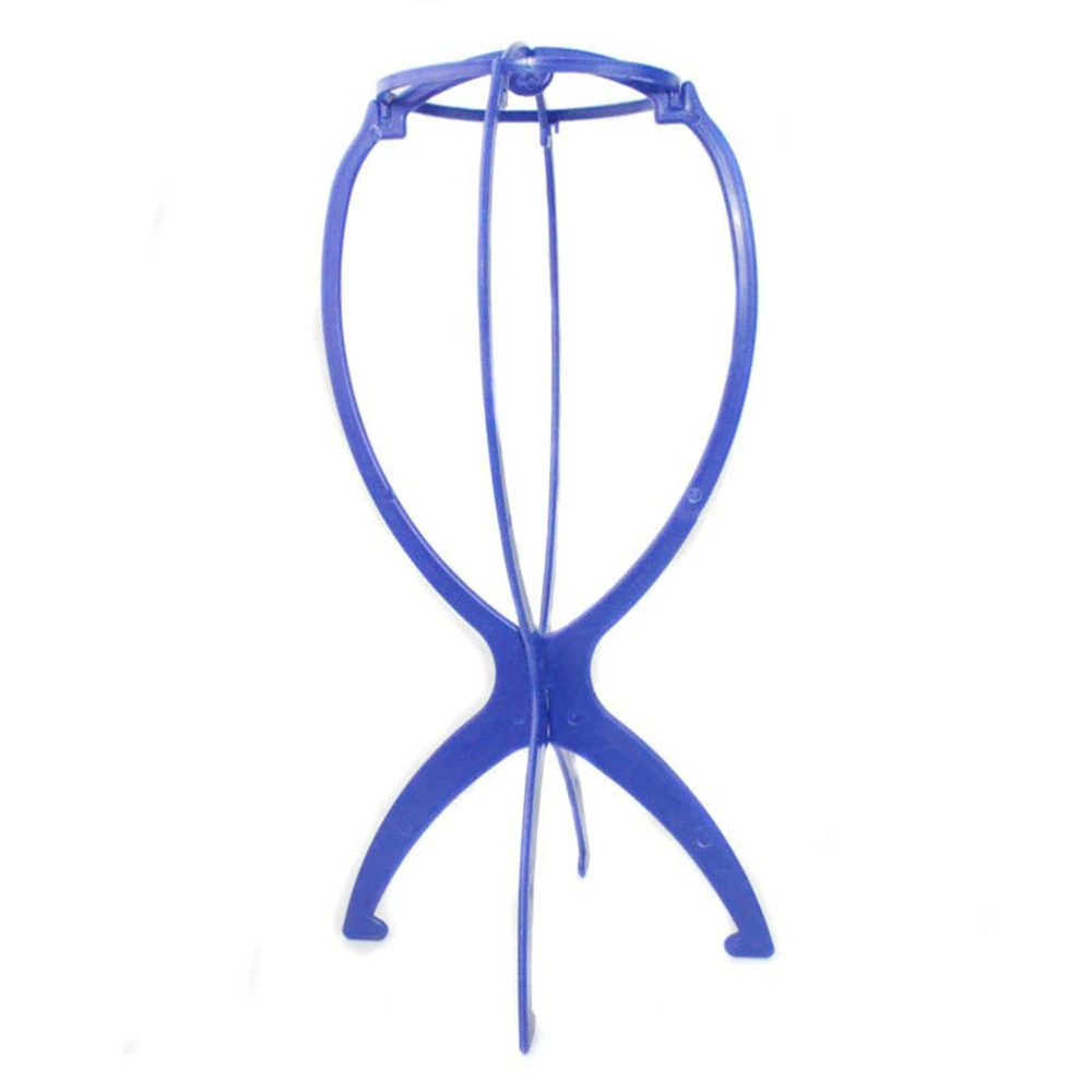 1pc Folding Wig Hair Hat Plastic Stable Wig Holder Stand Support Display Hanger Tools (Blue)