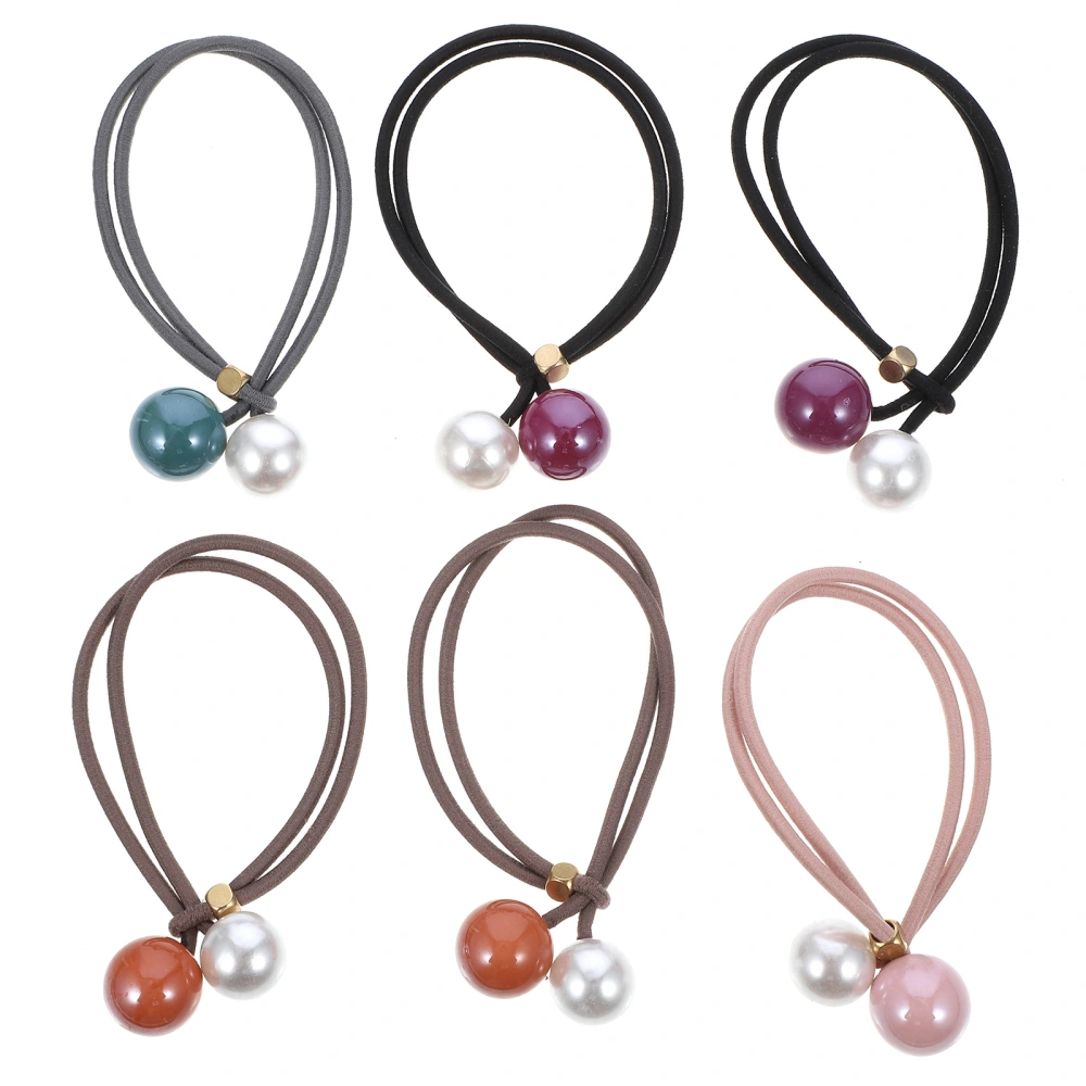 6Pcs Pearl Hair Ties Creative Ponytail Holders Hair Ropes Hair Circles