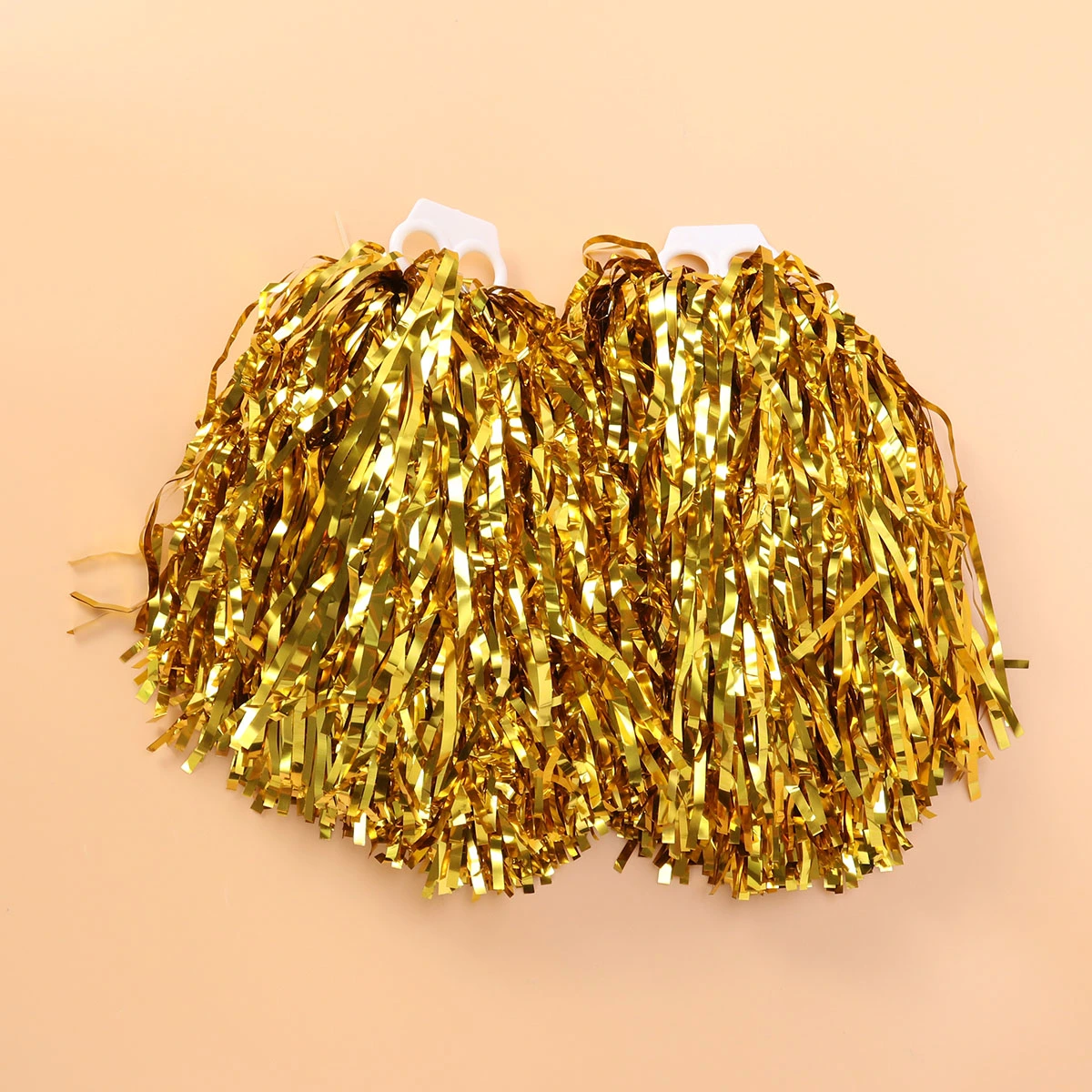 1 Pair of Plastic Ring 50g Cheering Squad Spirited Fun Cheerleading Kit Cheer Poms for Both Kids College and High School Competition Cheering Sports Events (Gold)