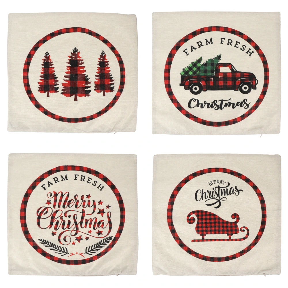 4pcs Creative Pillowcase Christmas Theme Cartoon Pillow Cover Pillow Case