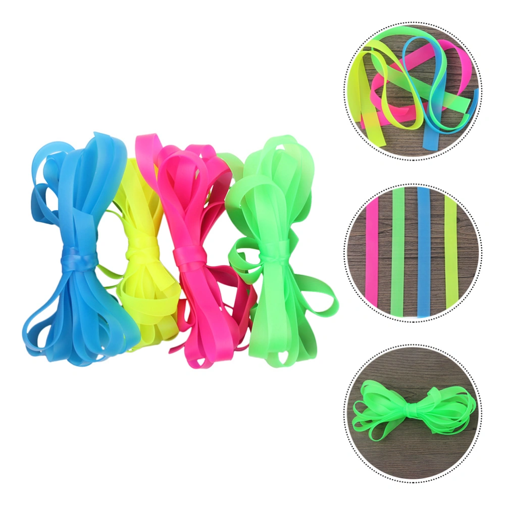 1 Set 4 Pcs Children Exercise Colorful Elastic Widen Jump Ropes (Random Color)