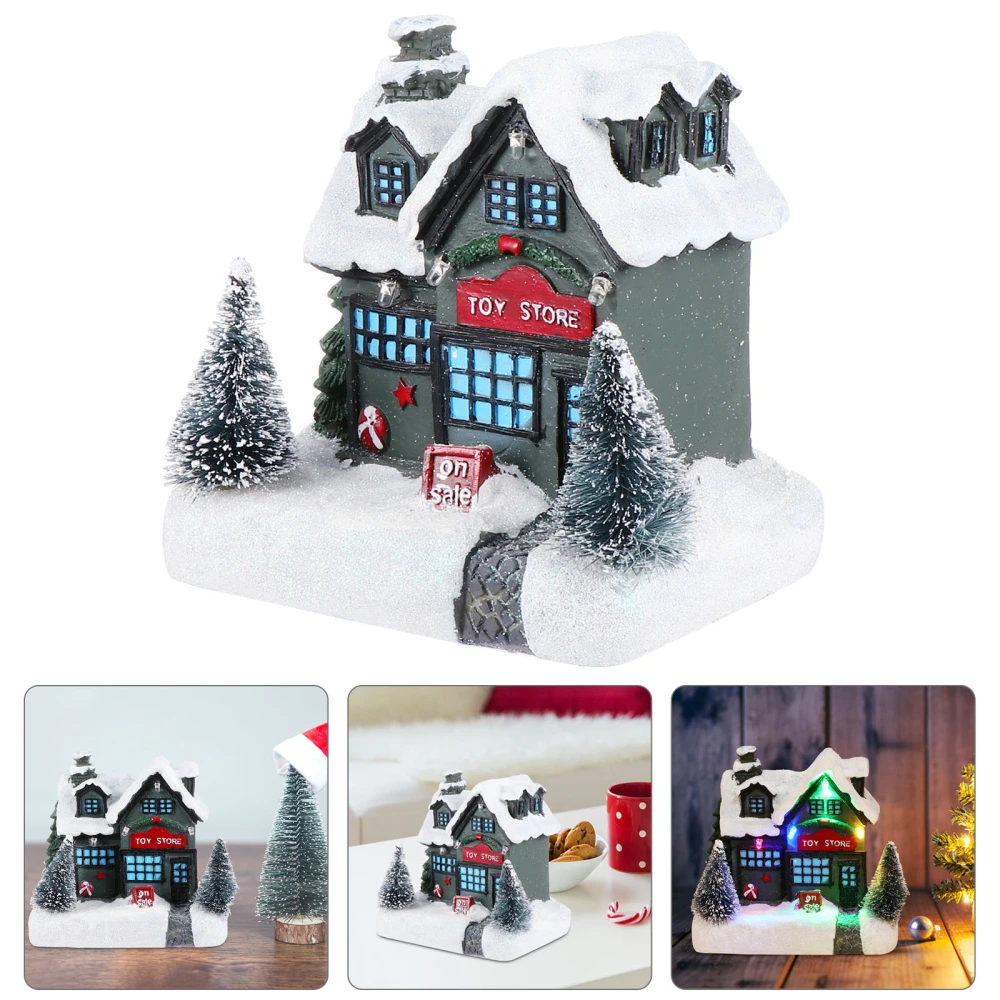 1pc Xmas Snowing Small House Design Lamp Desktop Light Decor Without Battery