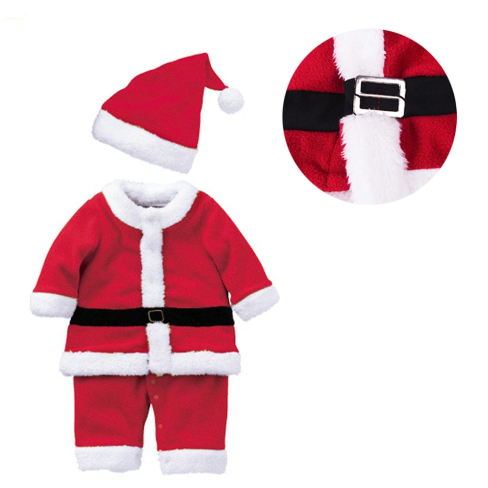 1 Set 80cm Stature Kids Santa Claus Suit Xmas Party Cosplay Costume Hat and Clothes for Boy