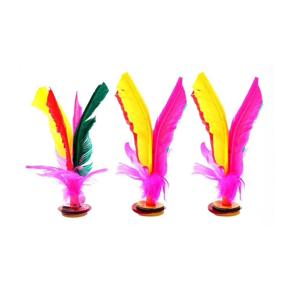 6pcs Colorful Feather Kick Shuttlecock Chinese Jianzi Goose Feather Rubber Foot Kicking Shuttlecock for Outdoor Sports Fitness (Random Colors)