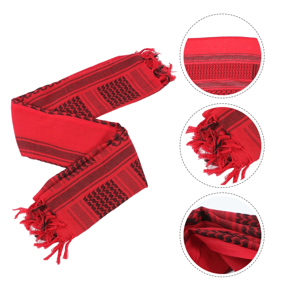 1PC Outdoor Hiking Scarf Thickened Military Arab Tactical Desert Scarf Wrap (Red and Black)