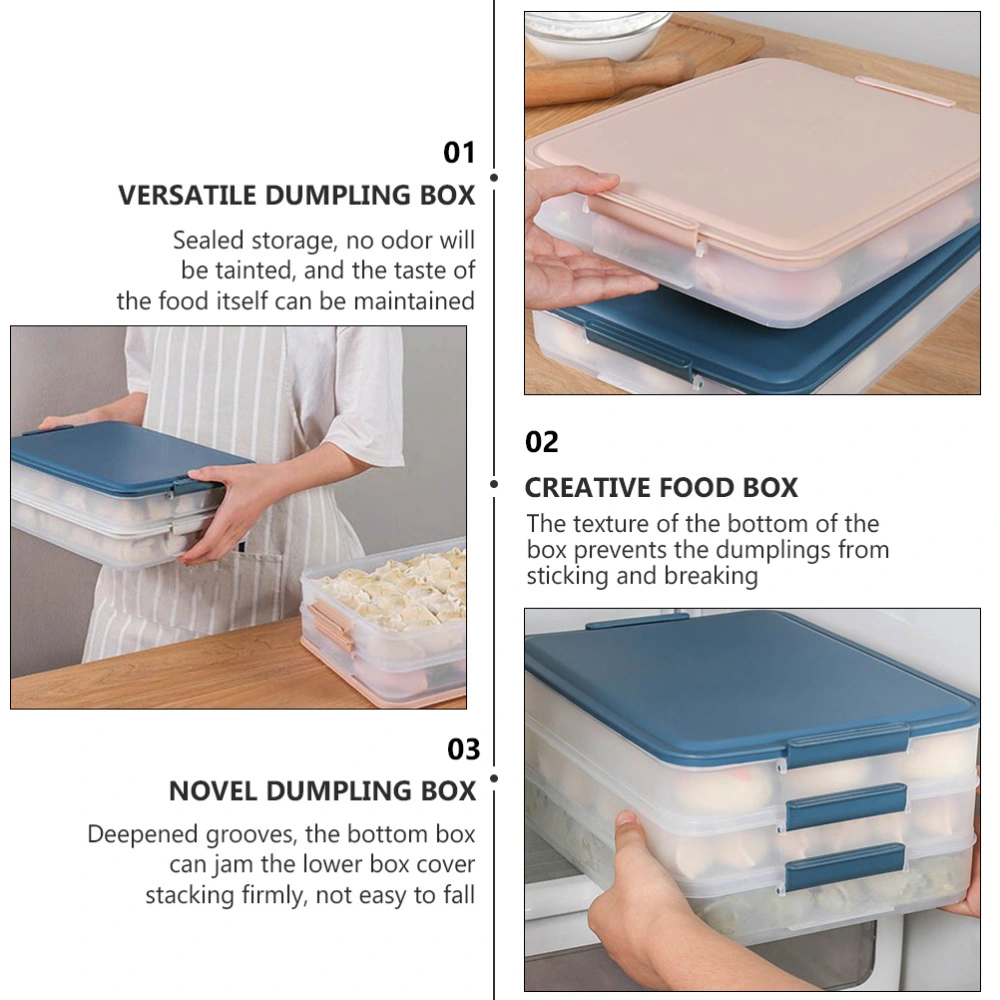 1 Pc Household Sealed Dumpling Box Versatile Creative Food Tray (Ink Blue)