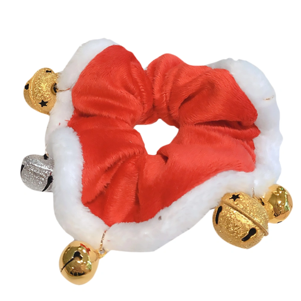 1Pc Christmas Bell Hair Band Coral Fleece Hair Tie Lovely Hair Accessory (Red)