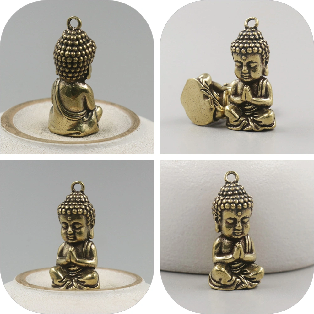 1pc Copper Key Pendant Auspicious Buddha Keychain Pendant Vivid Keyring Charm