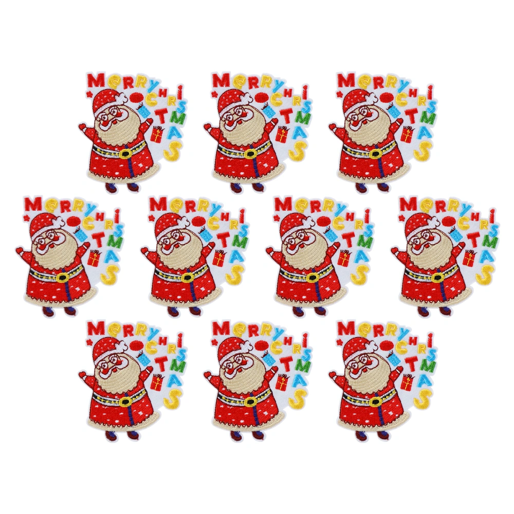 10Pcs Christmas Embroidered Patches Santa Claus Shape Clothing Patches