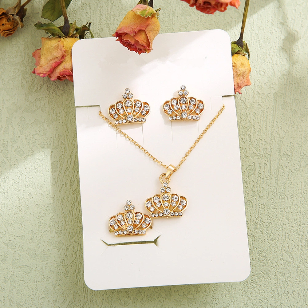 1 Set Wedding Jewelry Set Sparkly Rhinestone Necklace Rings and Earrings Set