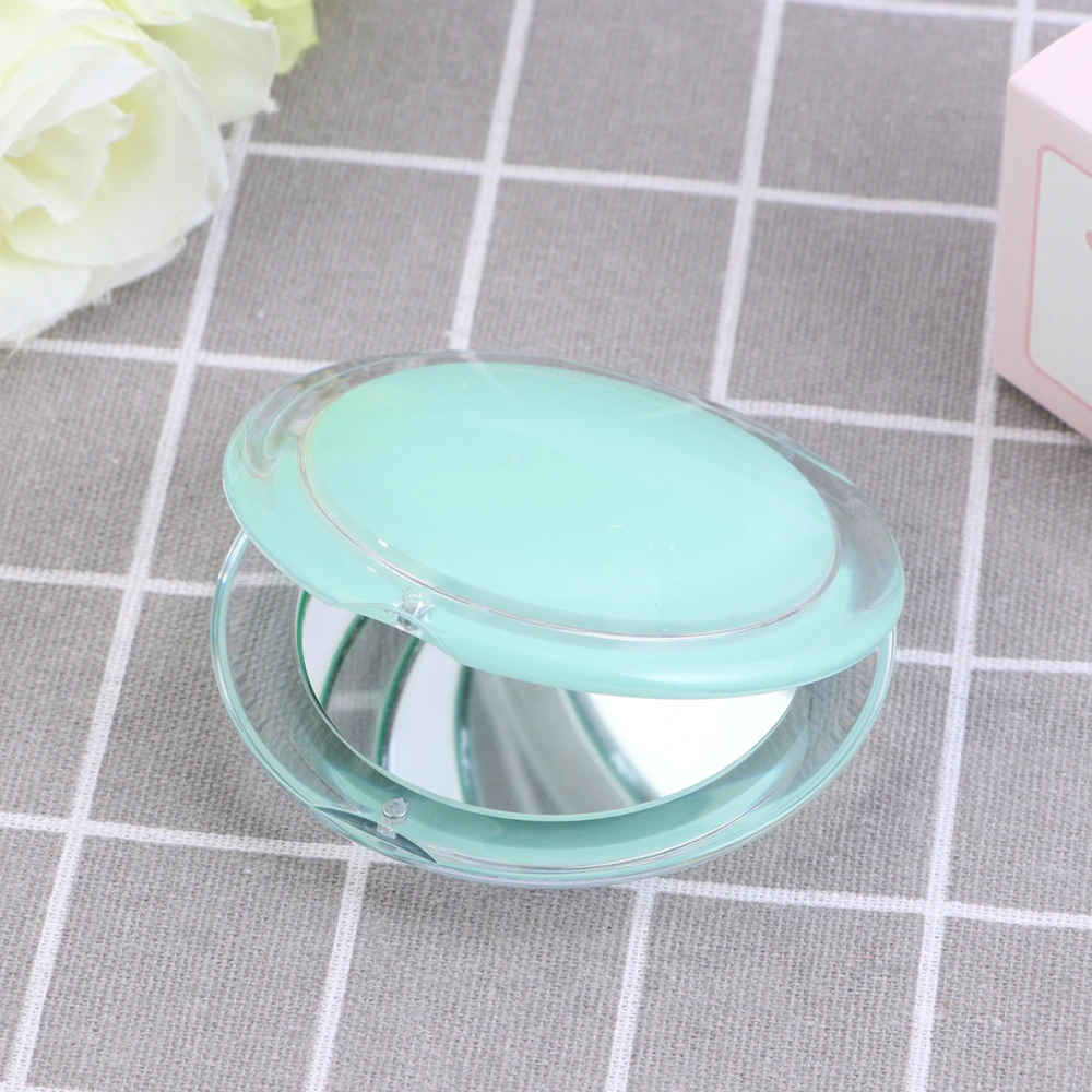 Round Creative Portable Small Mirror Sweet Simple Acrylic Folding Double Sided Mirror (Acid Blue)