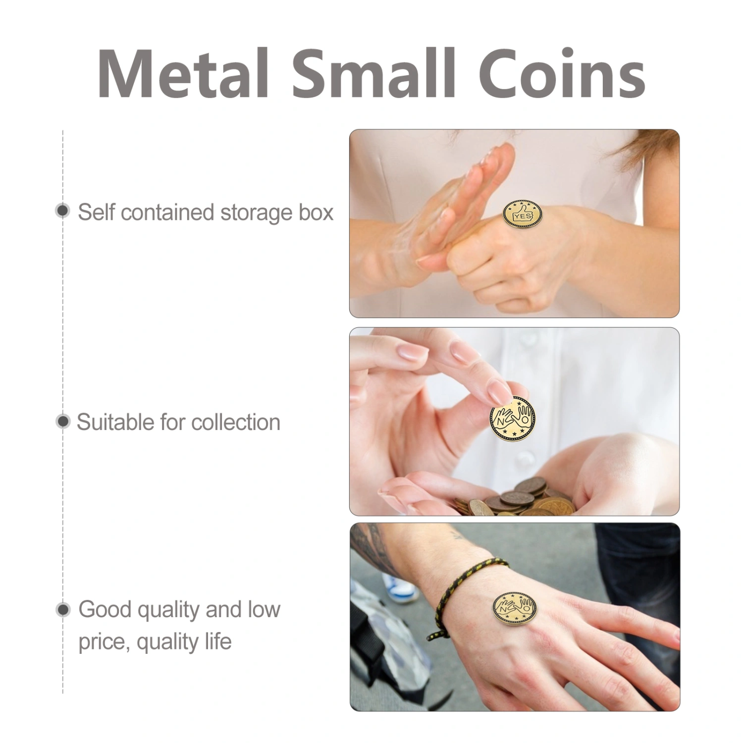 2PCS Delicate Yes or No Coin Decor Game Challenge Coin Metal Decision Coin