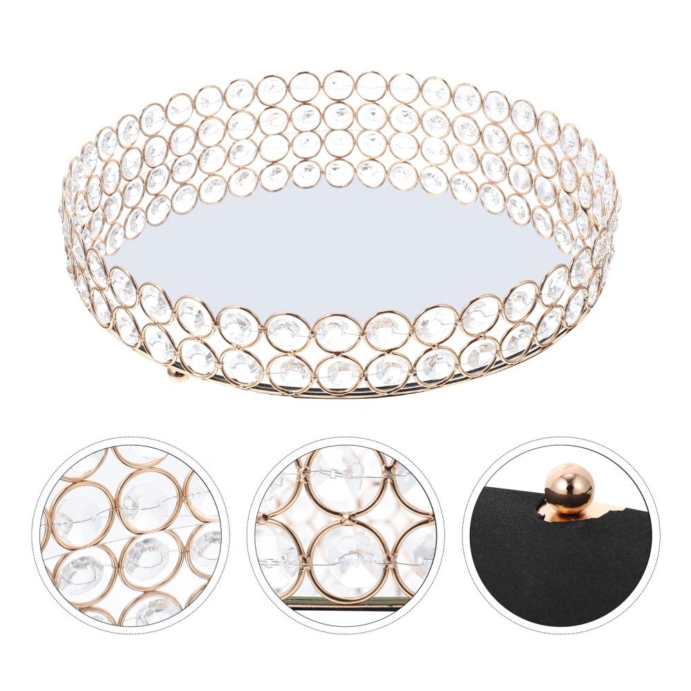 1Pc Elegant Jewelry Storage Tray Round Mirror Surface Tray Home Organizer