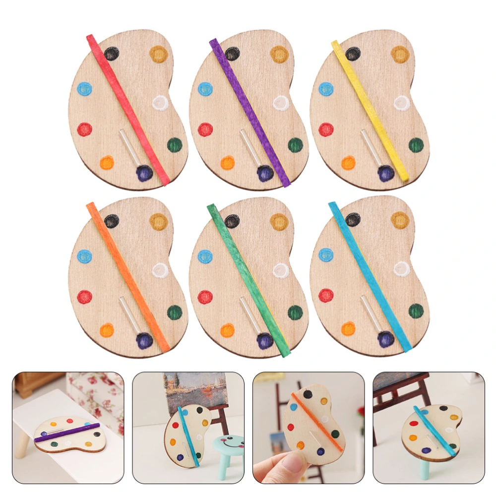 6PCS Mini Drawing Color Pallet 1/12 Ratio Doll House Simulated Paint Tray Models