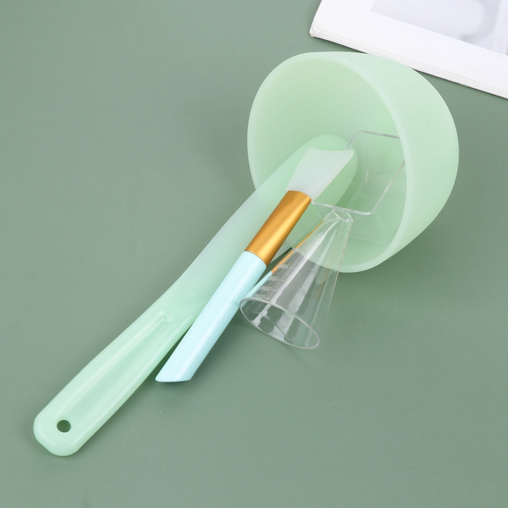 4 Pcs Silicone Facial Masks Set DIY Face Mask Mixing Bowl Set with Silicone Bowl Stick Brush and Measuring Spoons (Green)