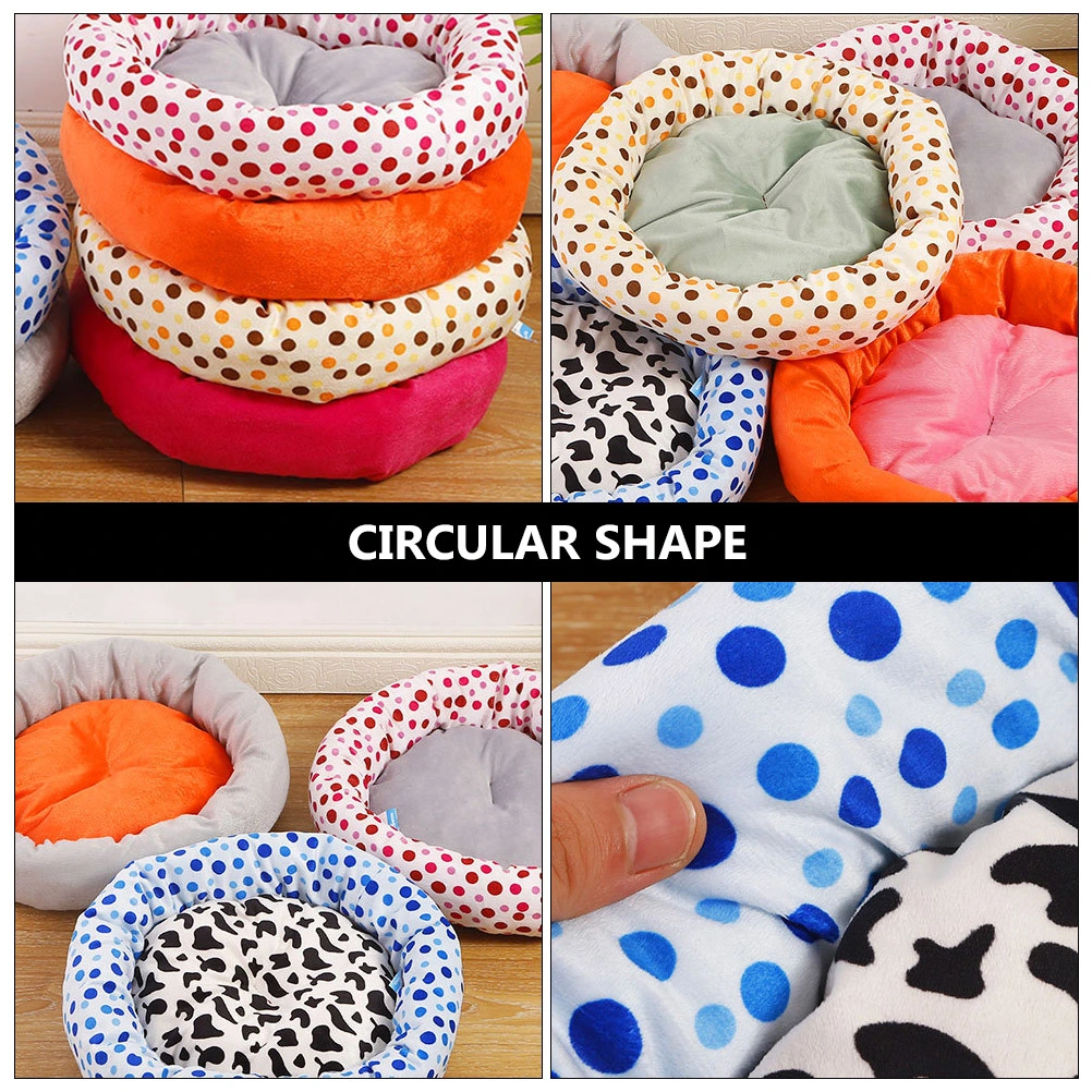 1Pc Round Plush Pet Bed Warm Dog Cat Cushion Bed Thickened Pet Cushion