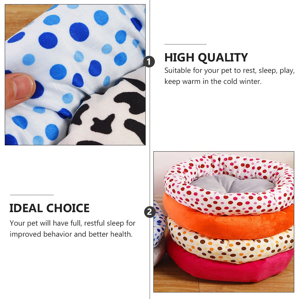 1Pc Round Plush Pet Bed Warm Dog Cat Cushion Bed Thickened Pet Cushion