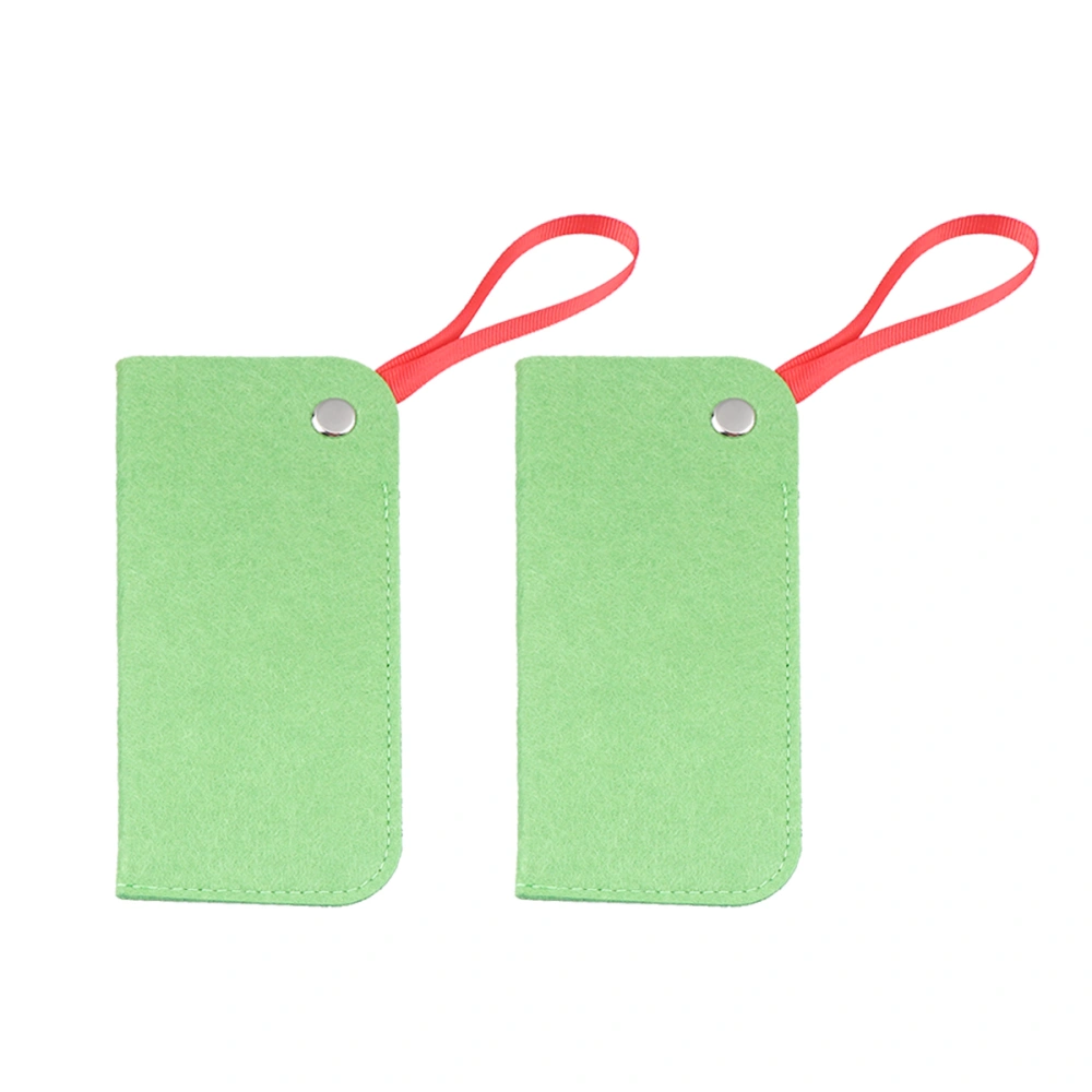 2 Pcs Felt Glasses Bags Fashion Sunglasses Pouches Glasses Protective Cover Eyewear Organizers Phone Storage Bag (Green)