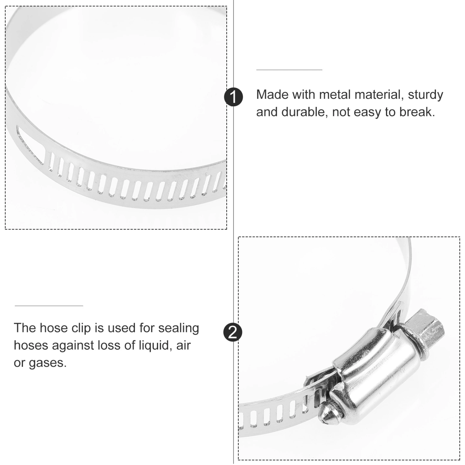 4pcs Hose Clamp 2 Inch Flat Hose Clamp Pool Hose Clamp Metal Clamp Set Hose